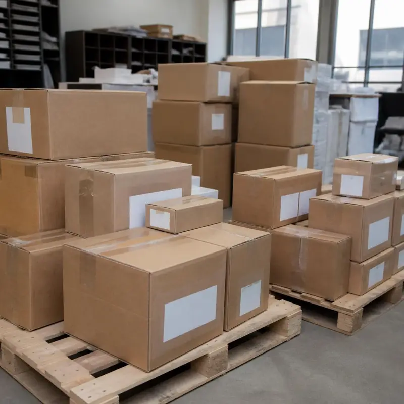 Expedição com caixas prontas para envio